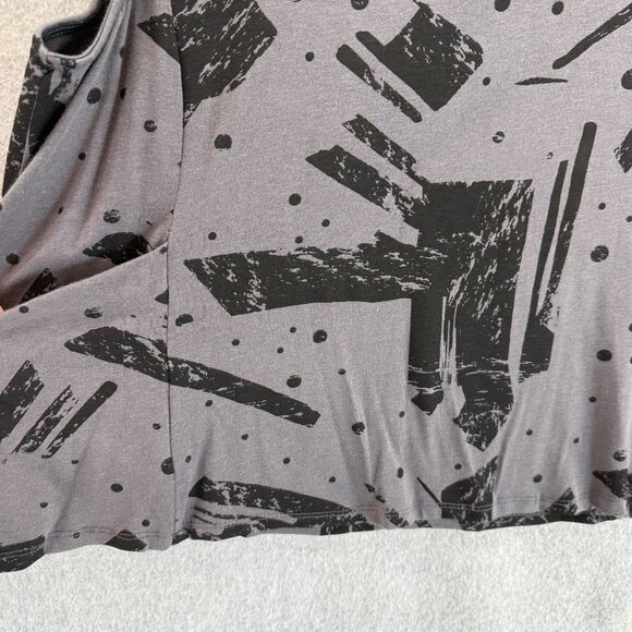 Chalet Womens Size XL Gray Sleeveless Cowl Neck Top Abstract Black Print Pockets - Picture 5 of 14